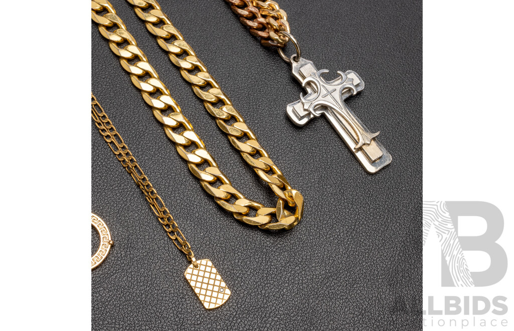 Collection of Gold Tone Necklaces & Bracelets - Lot of 6