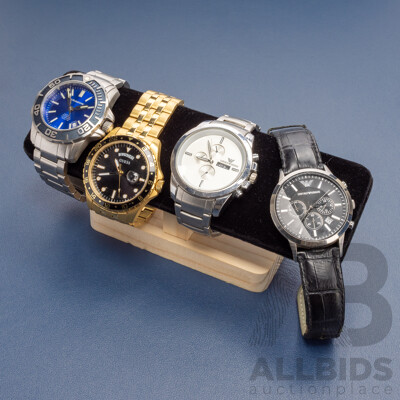 Collection of Watches Aragon Automatic, Emporio Armani & Guess - Lot of 4