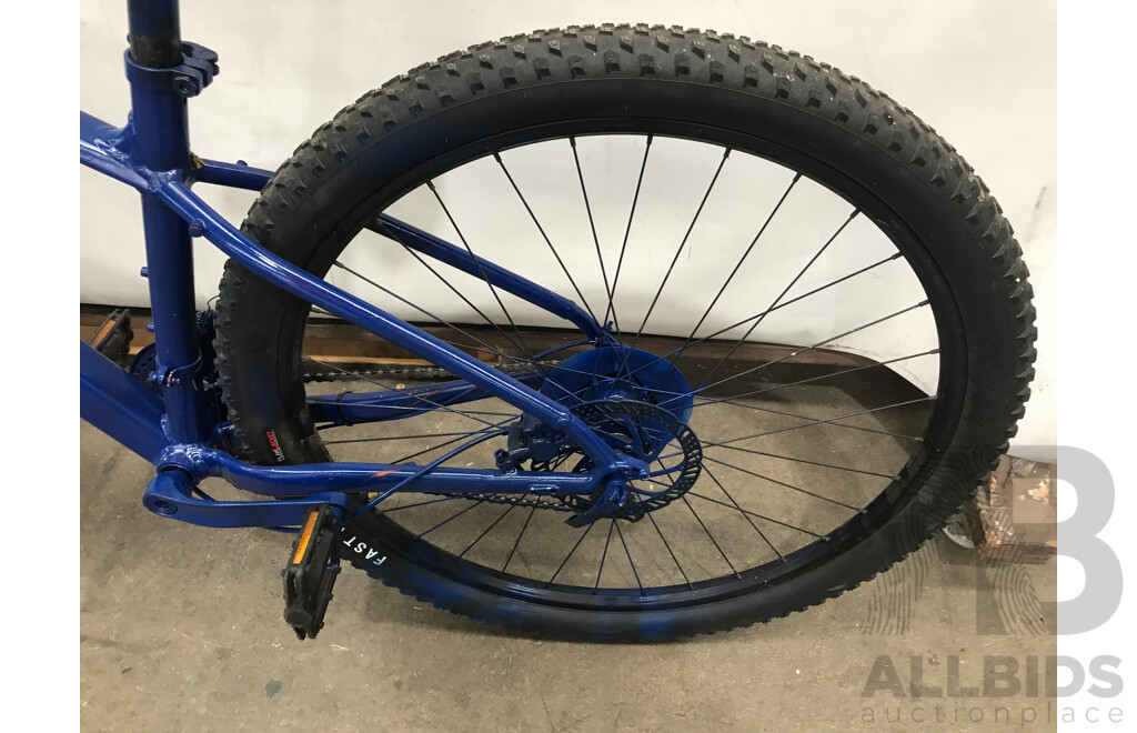 Blue Spray Painted 18 Speed Mountian Bike
