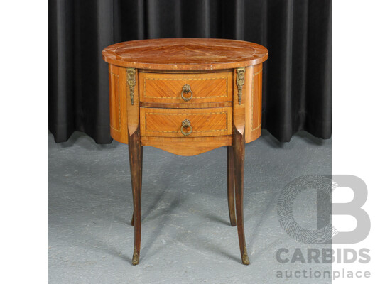 French Style Oval Bedside Table