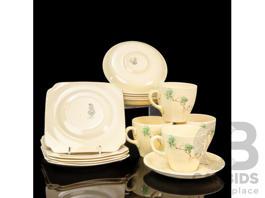 Collection of Four Royal Doulton 'The Coppice' Trios with Two Spare Saucers and a Plate