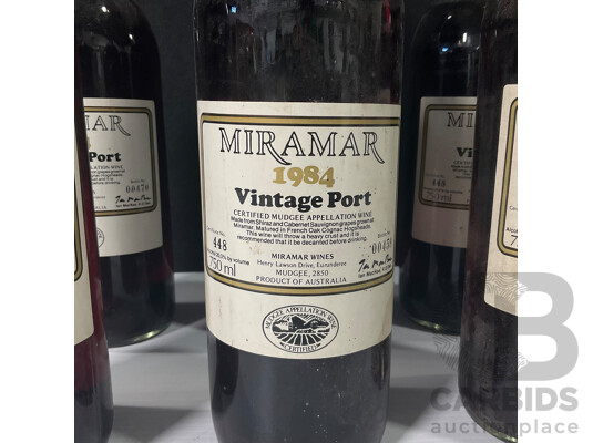 Set of Six Miramar 1984 Vintage Port Wine