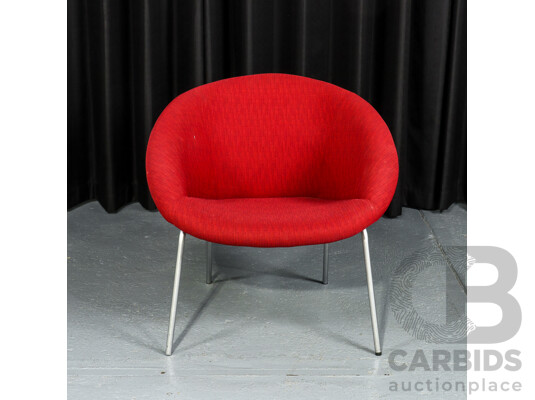Walter Knoll Model 369 Armchair, Designed 1956, Red Upholstery & Tubular Steel Frame
