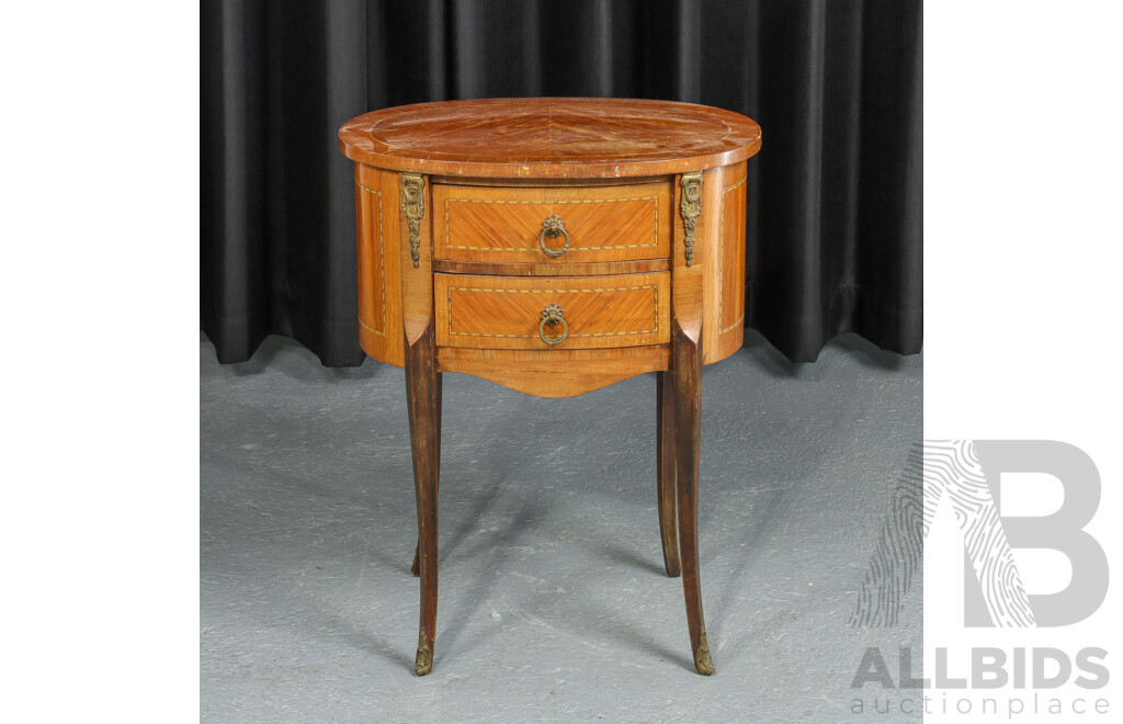French Style Oval Bedside Table