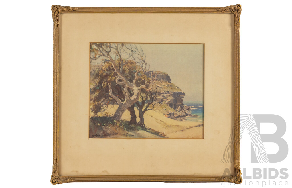 Robert Johnson (20th Century, Australian, 1890-1964), Summer on the Coast (1966), Original Vintage Colour Print After Original Oil, 40H x 43W cm (frame)