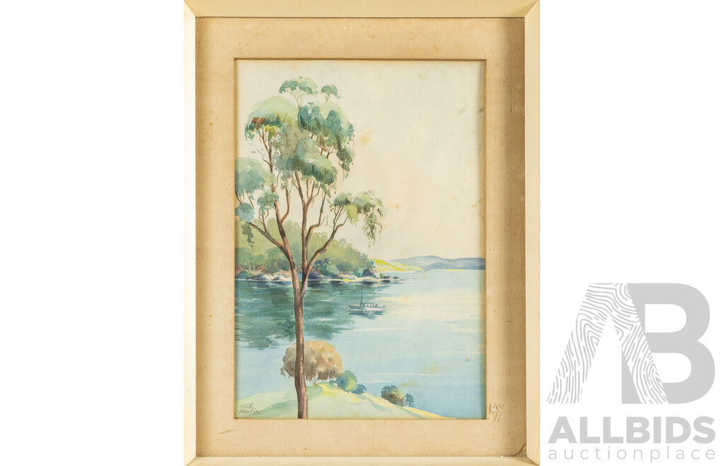 Will Martin, (20th Century), Where the River Bends, Original Vintage Watercolour, 42H x 32W cm (frame)
