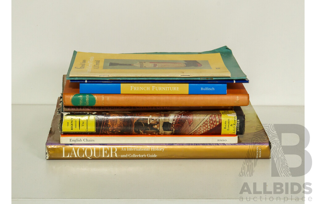 Collection of Varied Books on Furniture and Decorative Homewares Including French Furniture From Louis XII to Art Deco, Regency 1810-1830 and More! (9)