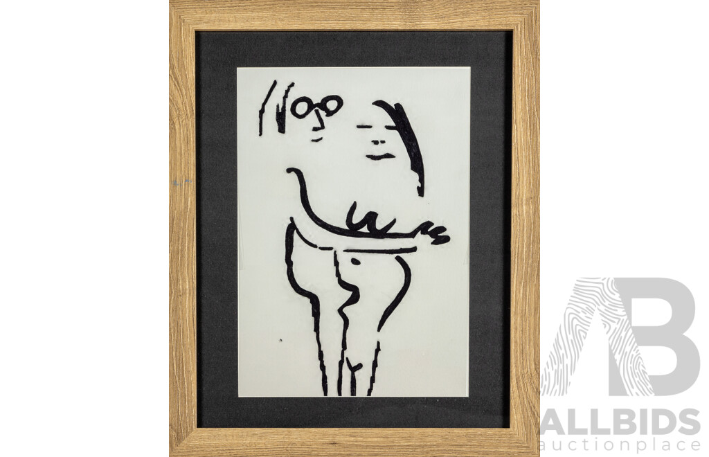 John Lennon (20th Century, British, 1940-1980), Real Love, Print After Original Drawing [Part of Bag One Collection Created as Wedding Gift for Yoko Ono C1969), 58 X 48 Cm (frame)