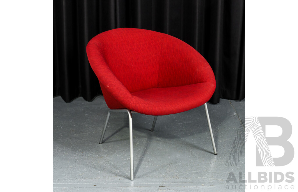 Walter Knoll Model 369 Armchair, Designed 1956, Red Upholstery & Tubular Steel Frame