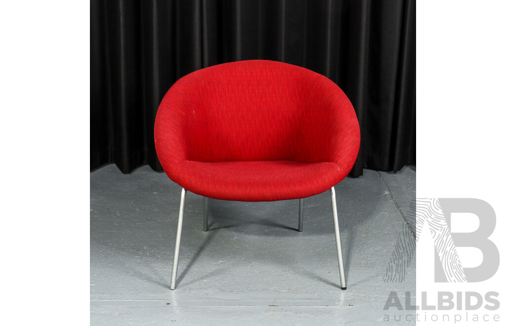 Walter Knoll Model 369 Armchair, Designed 1956, Red Upholstery & Tubular Steel Frame