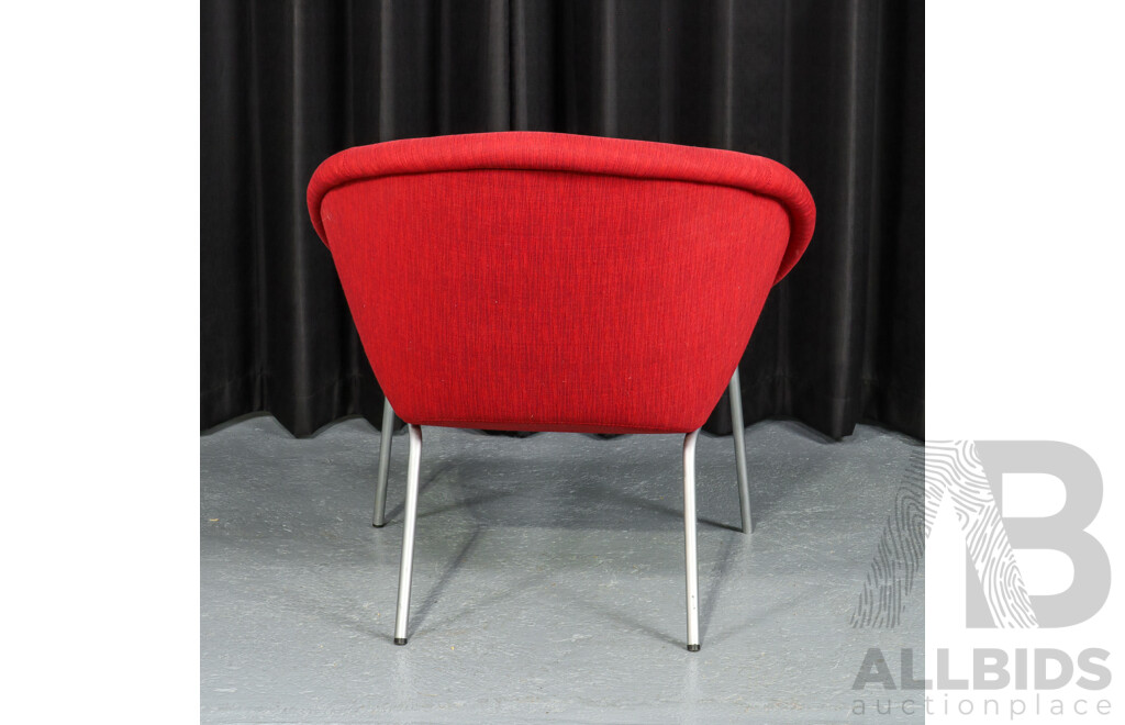 Walter Knoll Model 369 Armchair, Designed 1956, Red Upholstery & Tubular Steel Frame