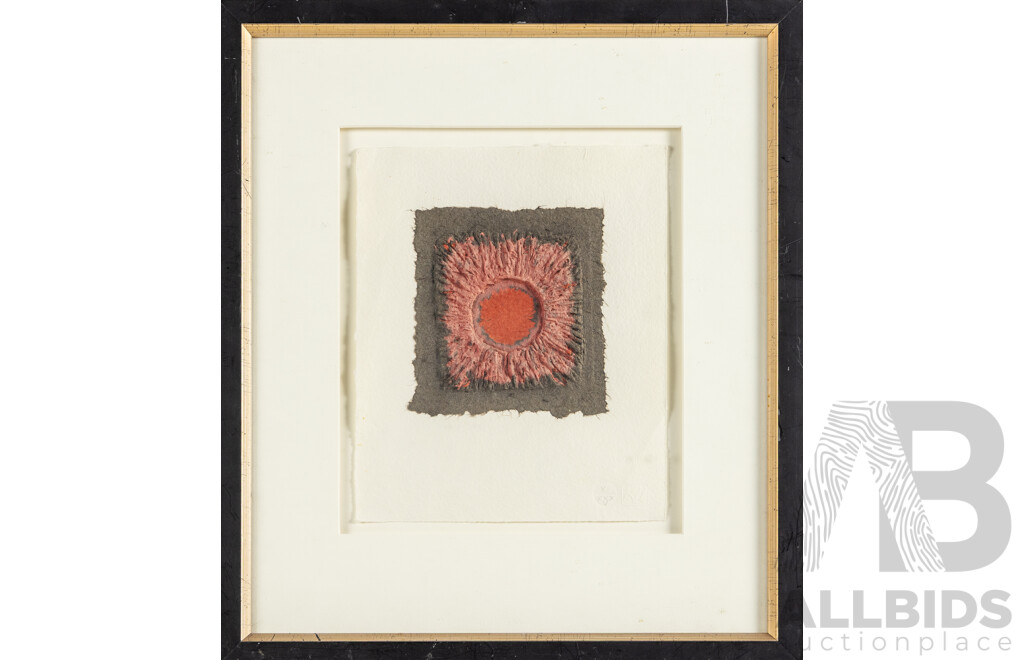KN, (20th Century), Fiery Sun, Wonderful Editioned Original Paper Mixed Media, 42 x 37 cm (frame)