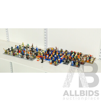 Collection of Lego Figures with Accessories Including Star Wars, Prospector, Construction, Cowboy, Fire Fighters and More
