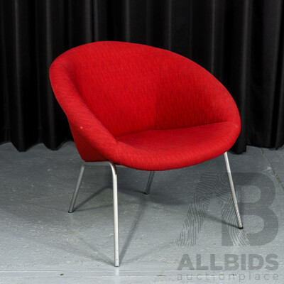 Walter Knoll Model 369 Armchair, Designed 1956, Red Upholstery & Tubular Steel Frame