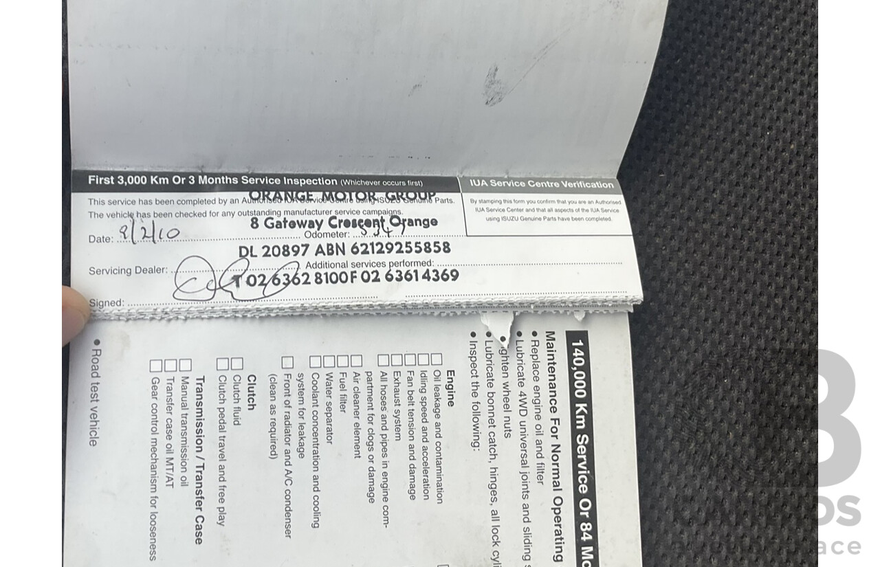 01/2010 Isuzu D-Max LS (4x2) TF Crew Cab Utility White Turbo Diesel 3.0L