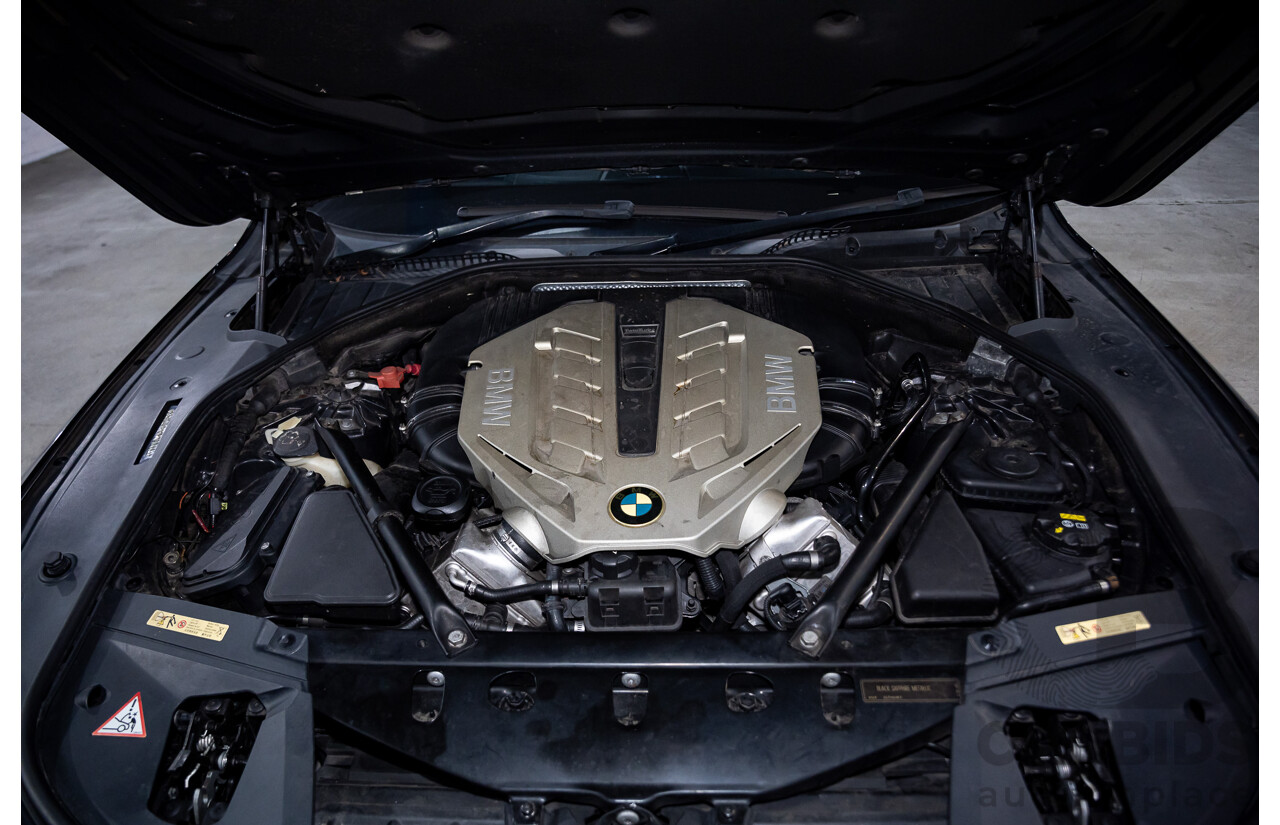 2/2010 BMW 750i F01 4d Sedan Sapphire Black Metallic Twin Turbo V8 4.4L