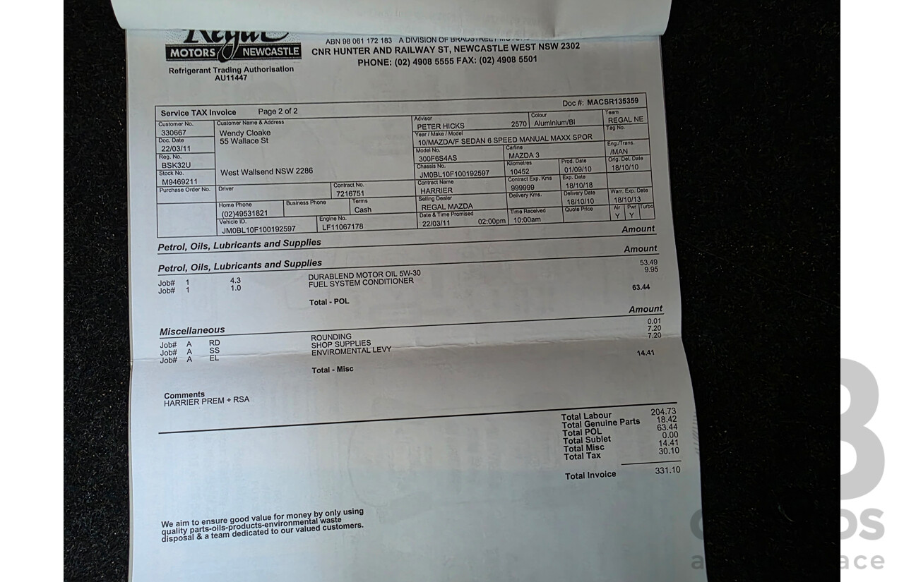 9/2010 Mazda 3 MAXX Sport BL 10 UPGRADE 4d Sedan Silver 2.0L