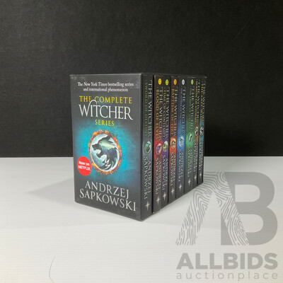 Collection of Fantasy Books Including the Complete Witcher Boxed Set and Two Fine Binding Editions