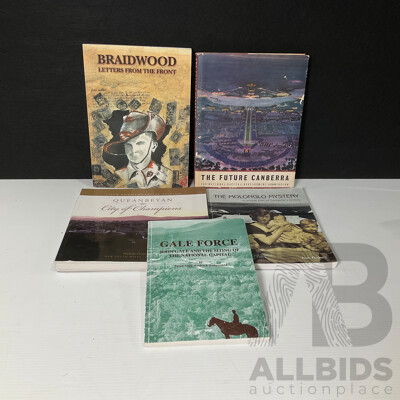 Collection of Five Canberra, Queanbeyan and Regional Books, Including Author-Inscribed Copy