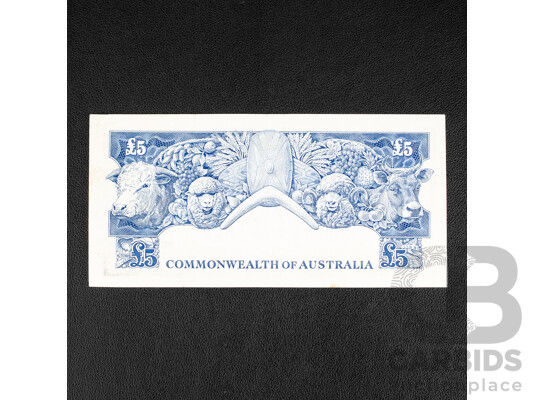 Australian 1960 Five Pound Note Coombs/Wilson TC76 128214, R50.