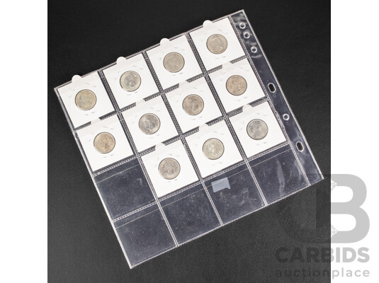 Australian 1953-1963 Silver One Shilling QE2 Set