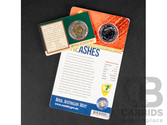 Australian 2013 and 1996 20c and $5 Cricket coins.
