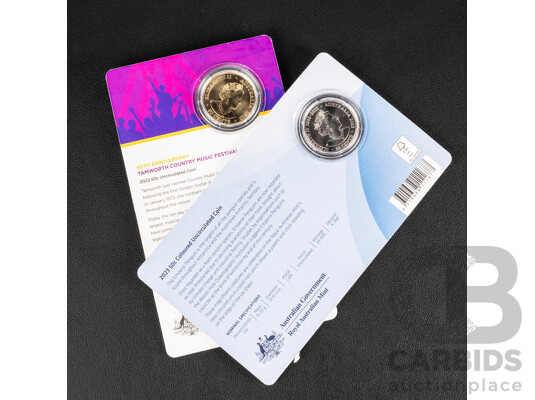 Two Australian Fifty Cent Coins, 2022 Tamworth Music Festival, 2023 Emperor Penguin