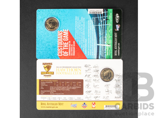 Two Australian One Dollar Coins 2014 and 2015, AFL