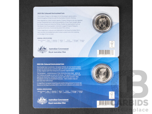 Australian 2023 Antarctic Coloured 50c coins.