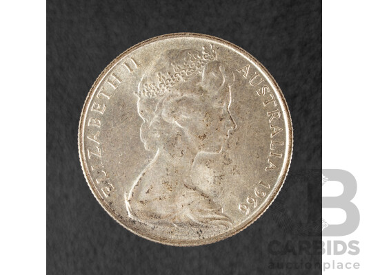 Australian 1966 Round Silver Fifty Cent Coin .800