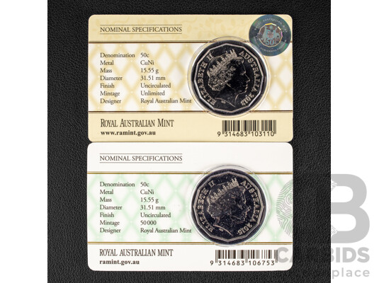 Australian 2013 and 2015 Fifty Cent Coins, Royal Baby Arrivals