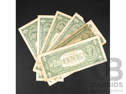 USA One Dollar Notes 1935,1969, 1957, 1977,1981 2003