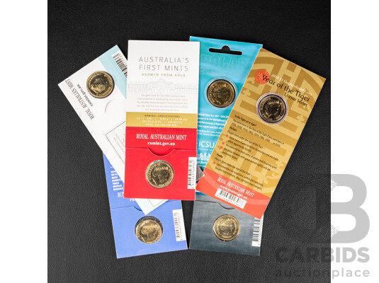 Six Australian Commemorative One Dollar Coins 2007, 2010, 2013, 2016, 2017.