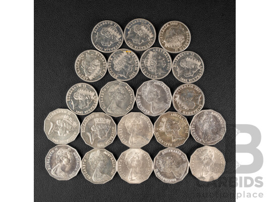 Australian Commemorative Coins, Twelve Fifty Cents and Nine Twenty Cent Coins