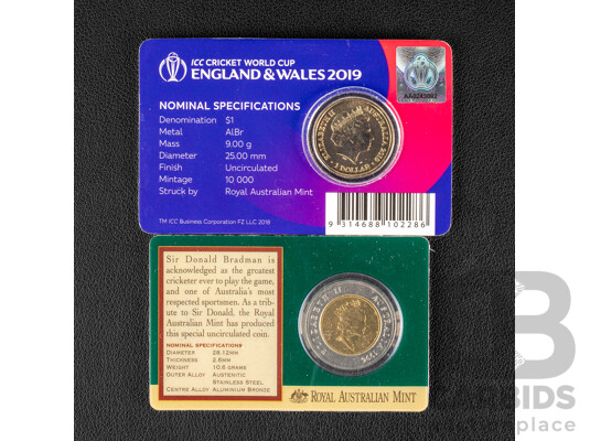 Australian 1996 and 2019 Cricket coins.