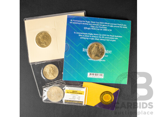 Five Australian Commem orative Five Dollar Coins 1988, 1990, 1992,1994, 2003