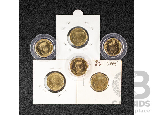 Six Australian UNC Commemorative Two Dollar Coins