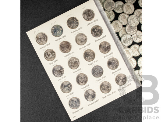 Forty Six USA 2004-2008 UNC Quarters, State Coins