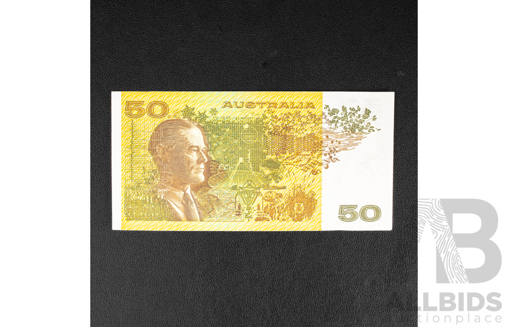 Australian 1975 Fifty Dollar Note, Knight/Wheeler, YBH 072218, R505a