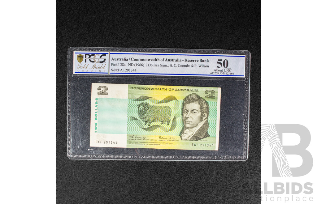 Australian 1966Two Dollar Note, Coombs/Wilson, FAT291344, a/UNC ,R81