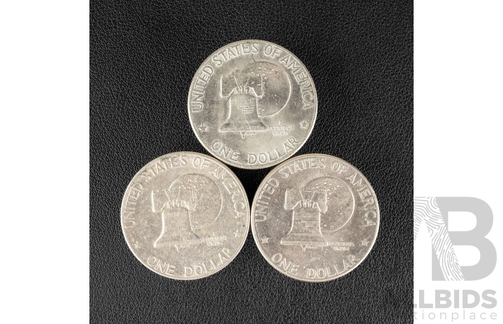 Three USA 1976 One Dollar Coins, Bicentenial