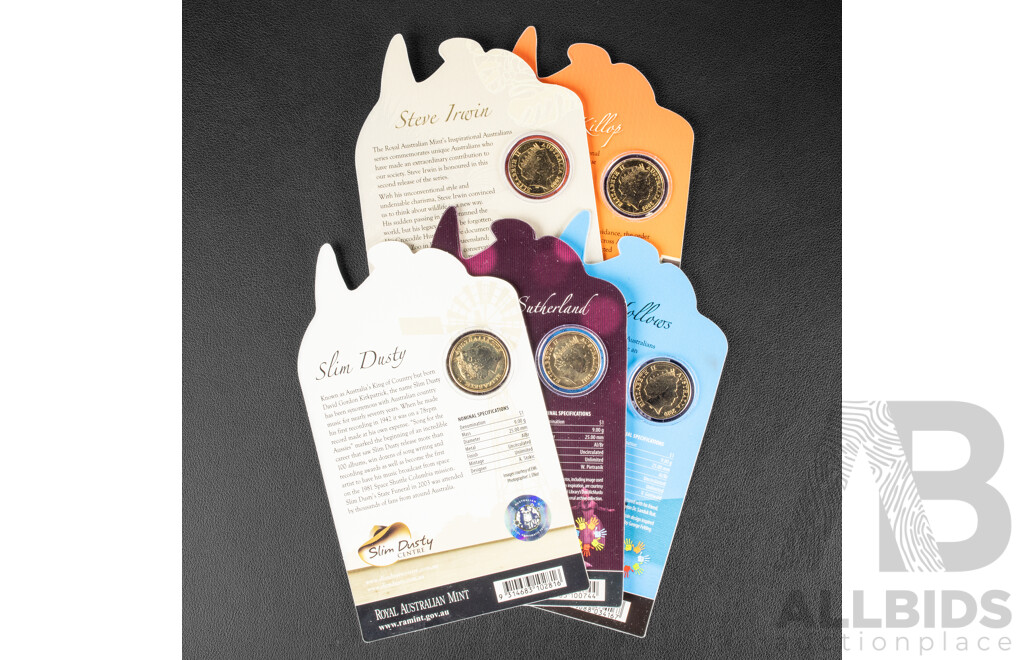 Five Australian Commemorative One Dollar Coins