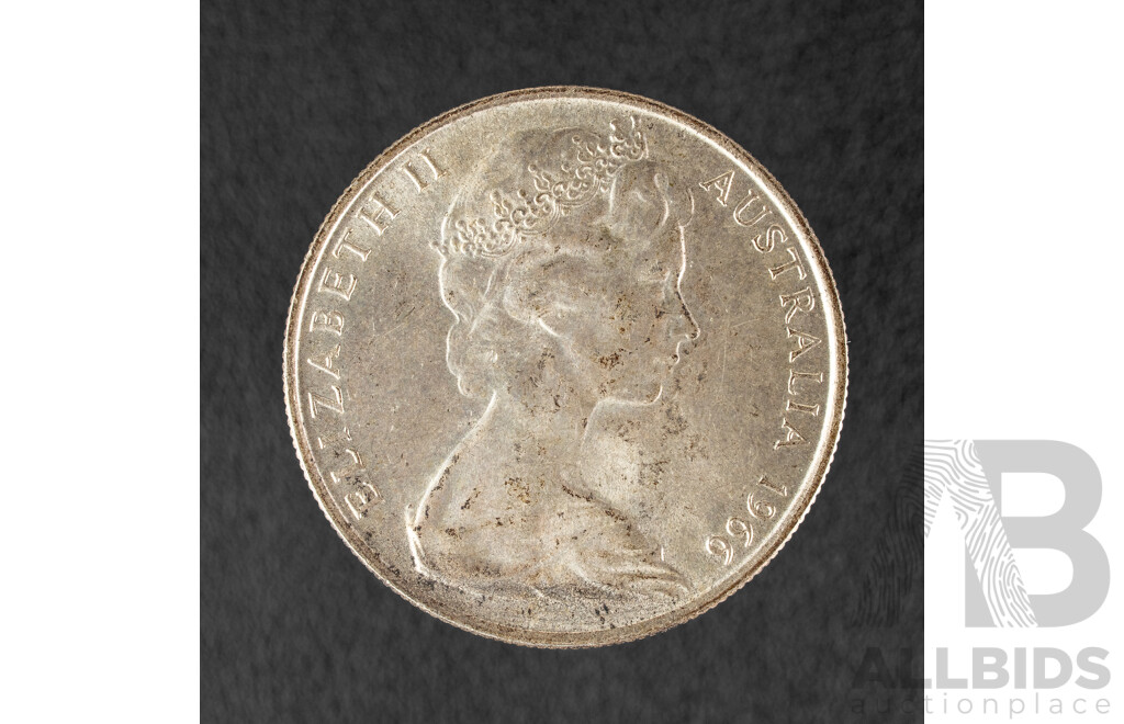 Australian 1966 Round Silver Fifty Cent Coin .800
