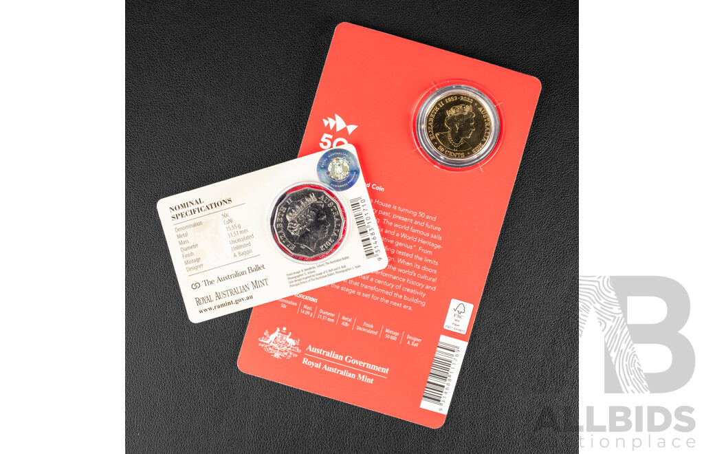 Australian Fifty cent Coins, 2012 Australian Ballet, 2023 Opera House