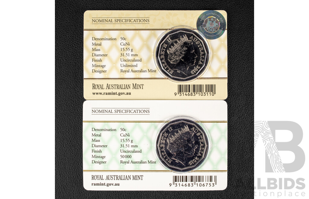 Australian 2013 and 2015 Fifty Cent Coins, Royal Baby Arrivals