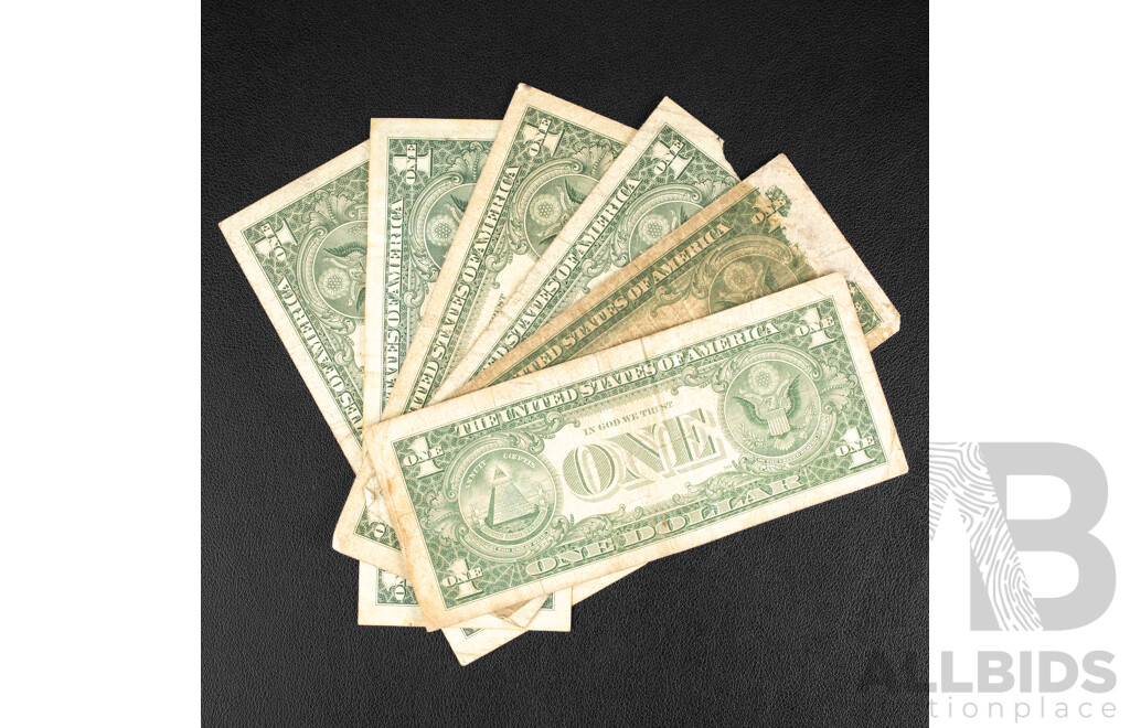 USA One Dollar Notes 1935,1969, 1957, 1977,1981 2003