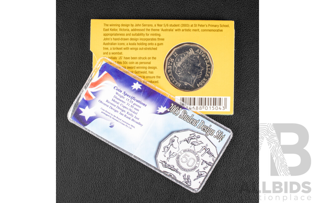 Australian 2004/2005 Fifty Cent Coins, Primary nd Secondary Schools Design