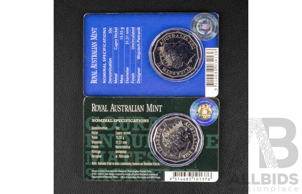 Australian 2011, 2012 Fifty Cent Coins, Military Service 