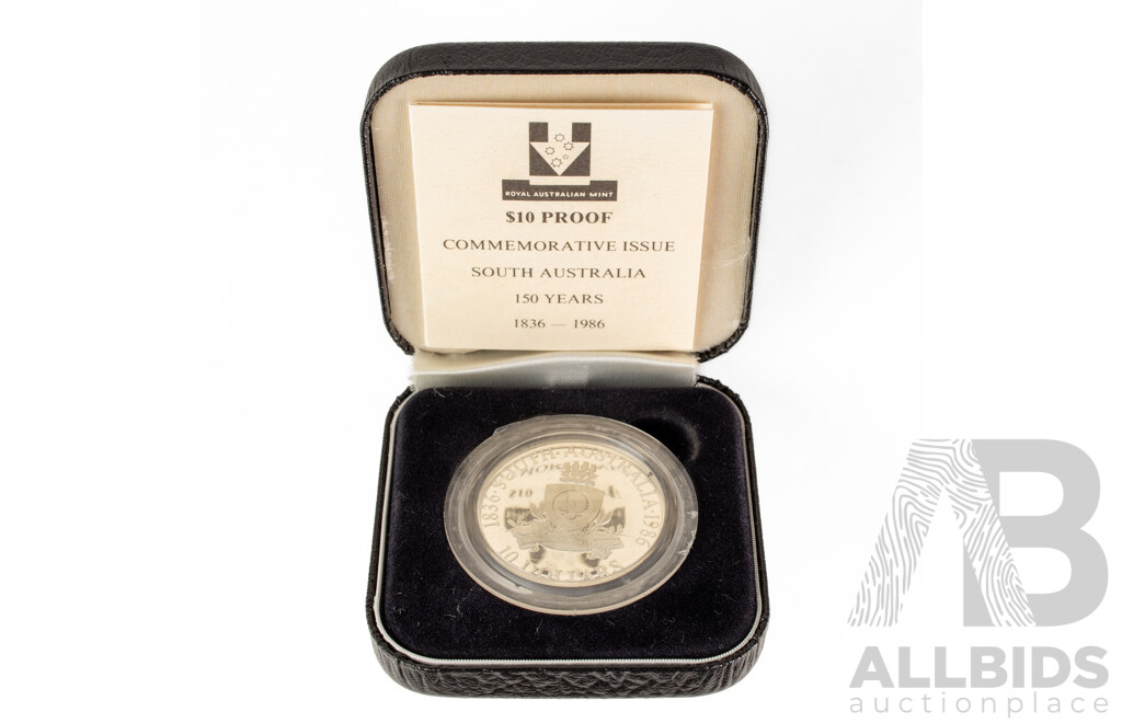 Australian RAM 1986 Silver Proof Ten Dollar Coin, State Series, South Australia .925