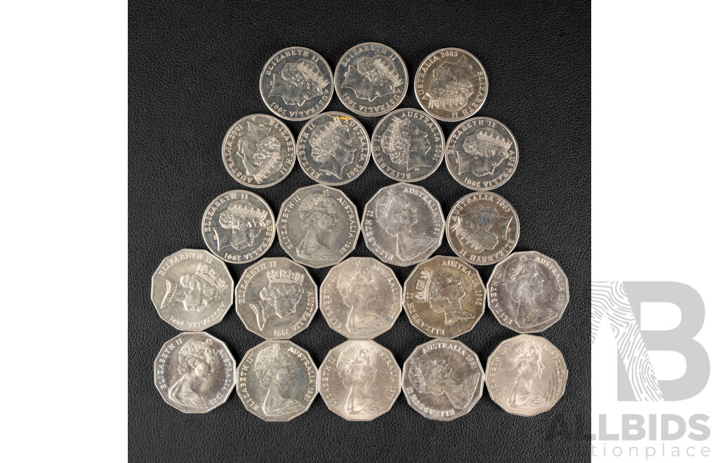 Australian Commemorative Coins, Twelve Fifty Cents and Nine Twenty Cent Coins